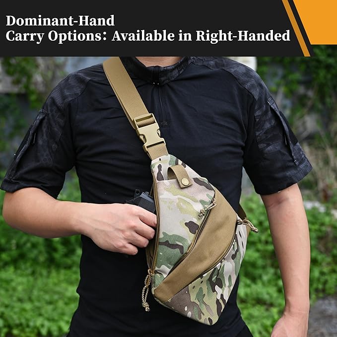 CCW Sling Bag for Concealed Carry Tactical Crossbody Sling Bag with Quick Access Compartment Low Profile Shoulder Chest Bag for Men &amp Women