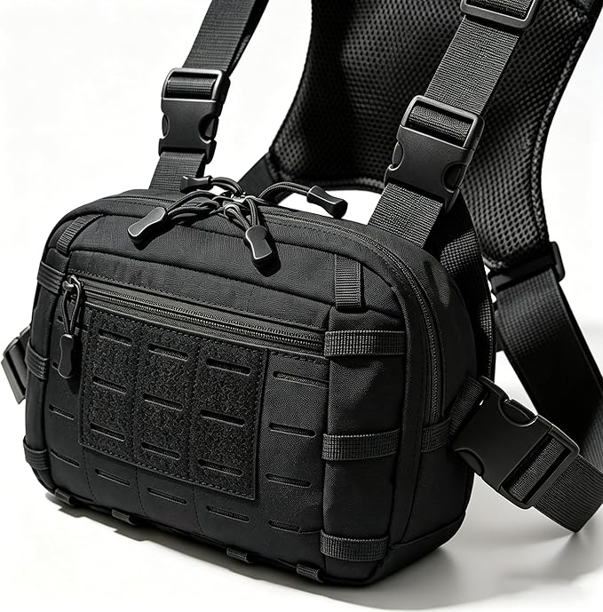 Tactical Chest Pack EDC Chest Bag Utility Molle Chest Rig Pouch with CCW Compartment Adjustable Strap Admin Pouch