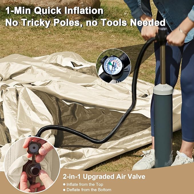 Inflatable Tents for CampingEasy Blow Up Tent with Hand Pump4 Seasons Waterproof Air Inflatable Camping Tent House for Family Weekend Camping