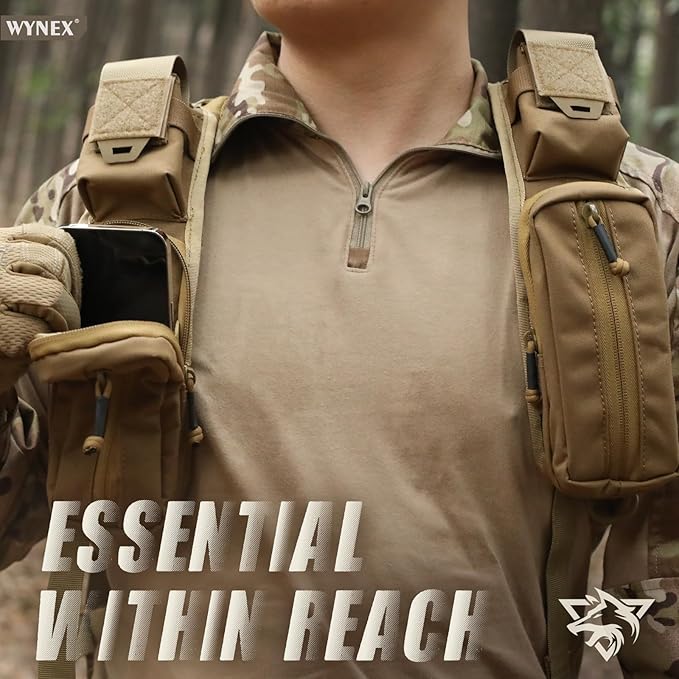 WYNEX Molle Accessories Pouch of Double Zipper Pocket Version Backpack Strap Pouch Shoulder Strap Molle Attachment Tactical Accessories Bag Shoulder Starps Zipper Pocket Additional Phone Holder