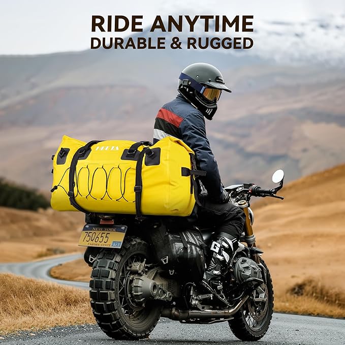 HEETA Waterproof Duffel Bag Motorcycle Dry Bag Backpack 60L/80L Extra Large Rolltop Travel Duffle Bags with Straps &amp Handles for Kayaking Rafting Boating Canoeing Camping Gym Beach Cruise Ship