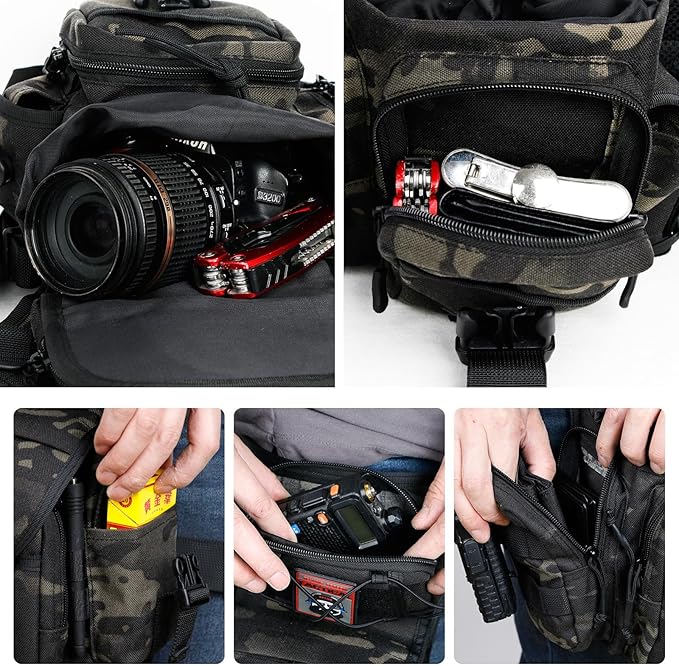Tactical Dropper Leg Waist Pack Multi-Purpose Waterproof Outdoor Camping ECD Toolkit for Urban Commuting Camping and Fishing