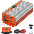 2000W Pure Sine Wave Power Inverter 24V to 120V AC Converter 4000W Peak for RV Truck Solar with Dual AC and 20A Outlets4 Quick Charging USB Ports Remote Controller