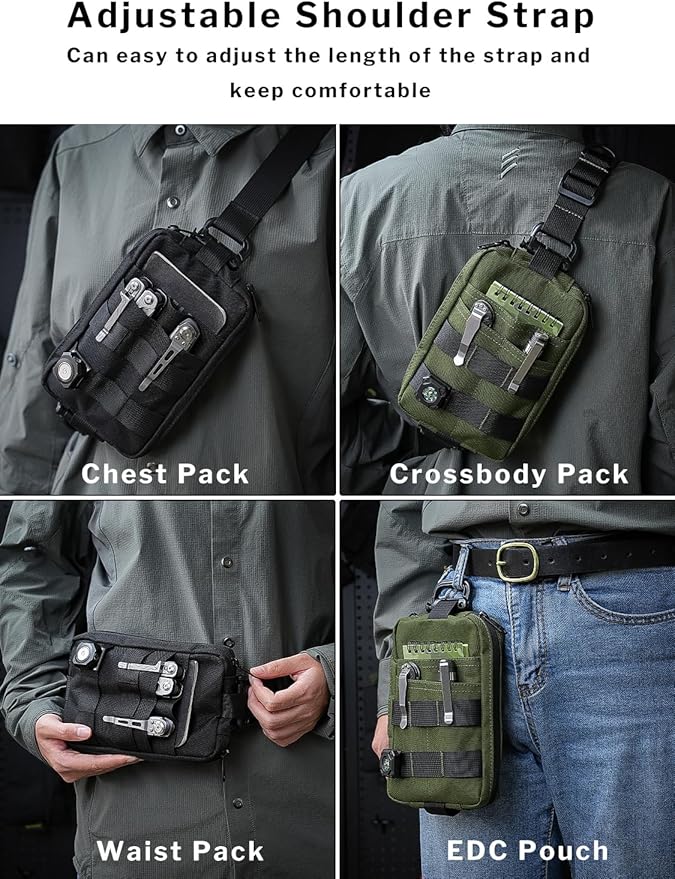 VIPERADE CHS2 Small EDC Sling Bag Tactical Fanny Pack for Men Molle Pouch Crossbody Backpack with Adjustable Shoulder Strap Utility Chest Pouch Bag for Hiking/Traveling/Bush-Craft