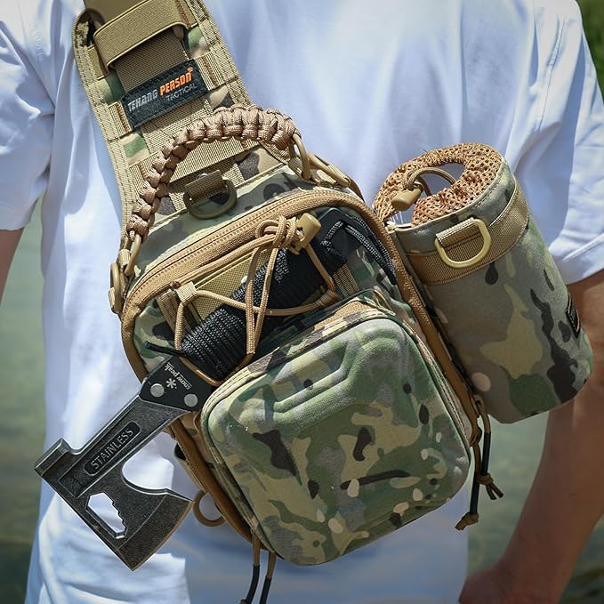 Tactical Hard-Shell Chest Pack men's multi-functional single-shoulder crossbody bag for outdoor cycling water-resistant (gray)