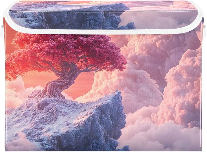 Storage Cube with Lid Fantastic Tree Print 16.5×12.6×11.8 IN 1 Pack Collapsible Large Capacity Foldable Storage Basket Bin Organizer