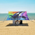 ALAZA Killer Whale Portrait Rainbow Beach Tent Sun Shelter UPF50+ Protection Beach Shade Canopy w/ 4 Sandbags for Outdoor Camping Fishing Backyard Fun Picnic 10x9 ft