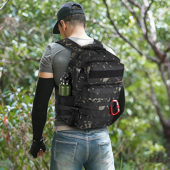 HUNTVP Tactical Backpack for Men 30L Military Backpack MOLLE Assault Pack Army Daypack Hunting Rucksack for Hiking Travel Work with Bottle HolderCamo