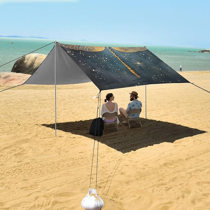 ALAZA Dragonfly Starry Beach Tent Sun Shelter Portable Canopy Sunshade for Outdoor Camping Picnics Backyard Fun 10x9 ft