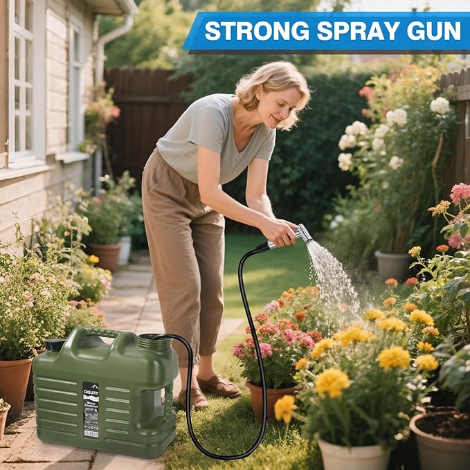 Digury Portable Camping Shower with 5 Gallon Water Jug 6000mAh Rechargeable Outdoor Camping Shower Kit IPX7 Waterproof Pump BPA Free Water Containers Camp Essentials