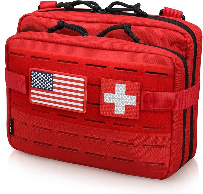 WYNEX Tactical Molle Admin Pouch of Laser Cut Design Utility Pouches Molle Attachment Military Medical EMT Organizer with Map Pocket EDC EMT Pack IFAK Tool Holder Universal U.S.A Patch Included