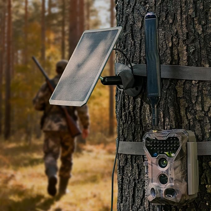 Meidase SP350 Solar Panel 5200mAh for Trail Camera Built-in Rechargeable Lithium Battery 12V/1A 9/1.3A 6V/2A 5.5x2.1 DC Plug 13-feet Cable Solar Panel