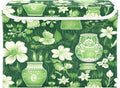 Christmas Storage Baskets with Lids Green and White Flower Vases Collapsible Bins Stackable Fabric Linen Baskets Closet Organizer Container 16.5x12.6x11.8