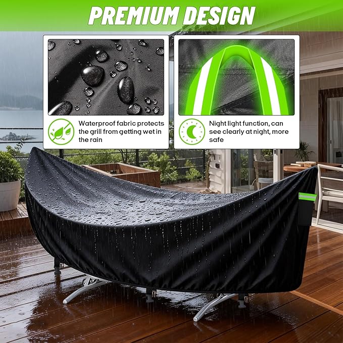 Hammock Cover Waterproof 420D Heavy Duty Hammock Stand Covers with Windproof Straps Sun Rain UV Dust Snow Protection Universal Cover Fits for 11-12Ft Stand Outdoor Patio