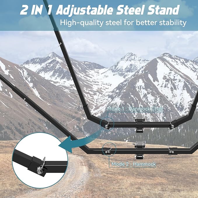 Hitch Mount Hammock &amp Chair Stand - Fits 2in Hitch Receiver - Includes Parachute Nylon Hammock Hammock Chair &amp Storage Bag - for Camping Outdoor Travel (350lbs Weight Capacity)