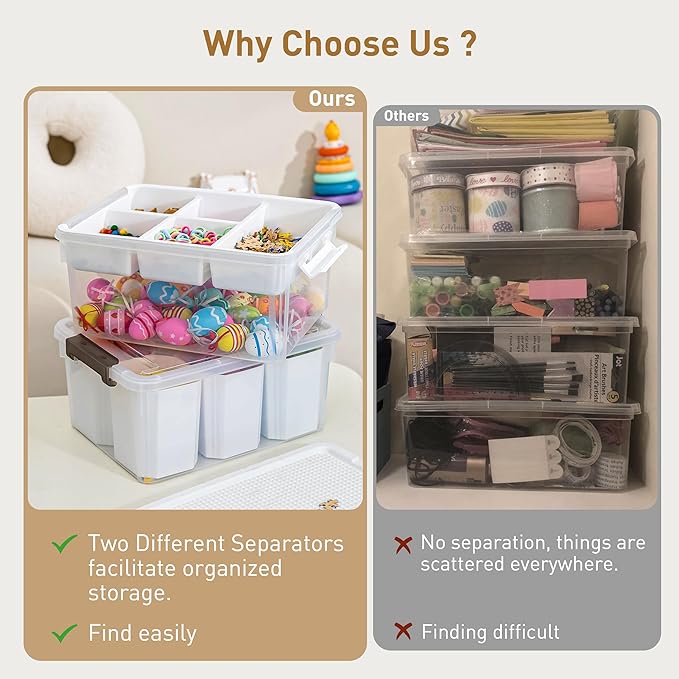 Citylife Craft Organizers 2 Pack-17 QT Clear white