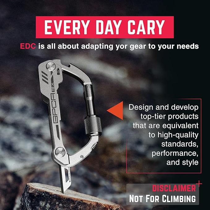 GPCA Carabiner Multitool - Carabiner Heavy Duty Key Clip for Keys Bottle Opener Screwdriver Box Cutter Ruler Keychain Clip Keychain Organizer EDC Gear for Camping &amp Hiking - Gifts for Men