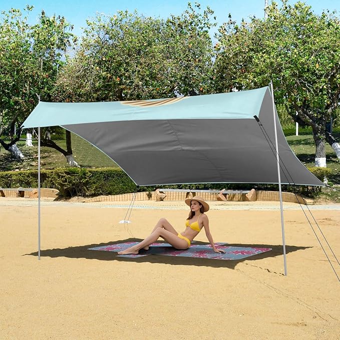 ALAZA Eggs in A Basket Beautiful Bunny Ears Beach Tent Sun Shelter Portable Canopy Sunshade for Outdoor Camping Picnics Backyard Fun 10x9 ft