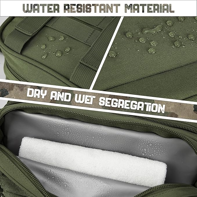 QT&ampQY 25L Tactical backpack &amp Tactical Toiletry Bag(Army Green)