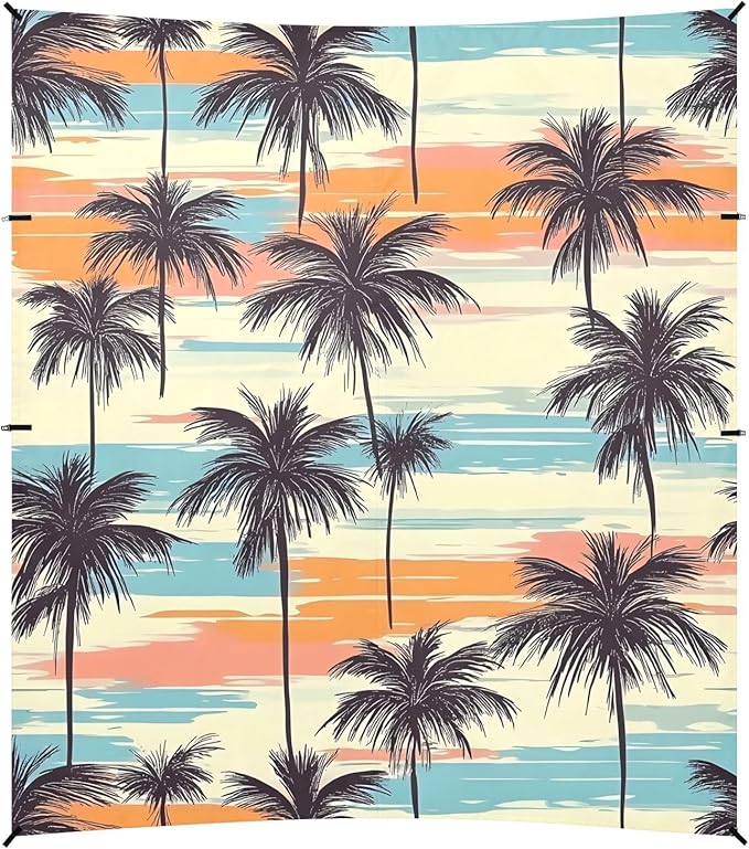 ALAZA Tropical Palm Tree Beach Tent Sun Shelter UPF50+ Protection Beach Shade Canopy w/ 4 Sandbags for Outdoor Camping Fishing Backyard Fun Picnic 10x9 ft