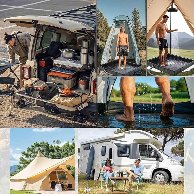 Rv Shower Pan with Drain Hose Shower Pan Foldable Outdoor Portable Shower for RV OutdoorIndoor Shower Stall Enclosures