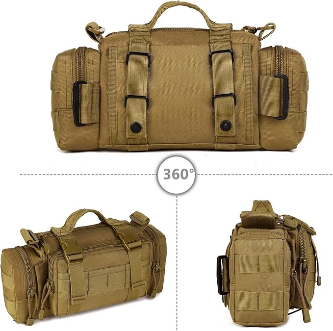 Protector Plus Tactical Fanny Pack Military Assault Waist Bag Hip Belt MOLLE Sling Army Lumbar Gear Pouch EDC Camera Handlebar Range Bags (Patch Included)