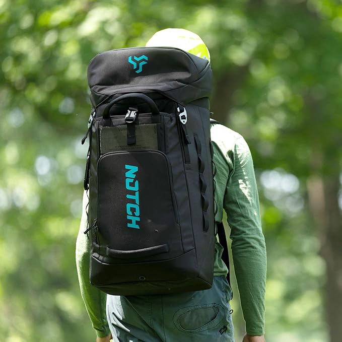 Notch Hauler Free-Standing Backpack 70 Liter Carrying Capacity Integrated Helmet Compartment 4 Gear Handles Sculpted Shoulder Straps Weather-Resistant 1680 Denier Fabric (99715)