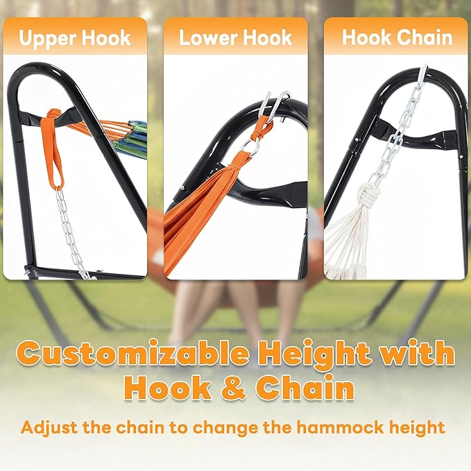 NEWBULIG Double Hammock Stand Only 450 Pound Capacity Fits 9 to 14 Feet Hammocks Heavy Duty Hammock Stand for Outside for Garden Backyard Patio Pool Beach with Carrying Case