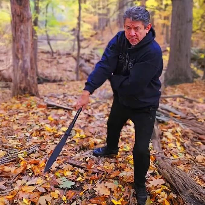 BATTLBOX BattlSpear Fixed Blade Knife Doug Marcaida Design 12in 1065 Carbon Steel Blade Machete Hybrid Multitool - Bushcraft Camping Field Use