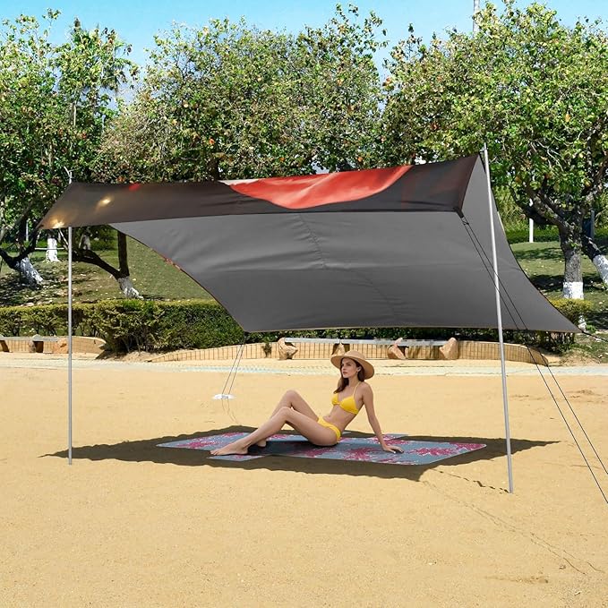 ALAZA Christmas Dog Puppy with Present Beach Tent Sun Shelter Portable Canopy Sunshade for Outdoor Camping Picnics Backyard Fun 10x9 ft