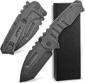 Ccanku C1137 Folding Knife D2 Steel Blade Steel Handle EDC Tool Knife for Outdoor Camping Hiking Fishing (Steel)