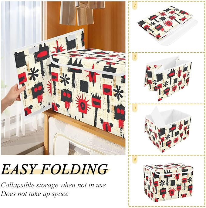 Storage Cube with Lid Abstract Pattern Print 16.5×12.6×11.8 IN Collapsible Large Capacity Foldable Storage Basket Bin Organizer