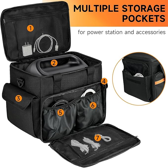 LEFOR·Z Carrying Case Compatible with Jackery Explorer 1000/ECOFLOW River Max/Bluetti EB70S/GRECELL T1000 Portable Power StationTravel Storage Bag for Charging Cable and Accessories(Bag Only)