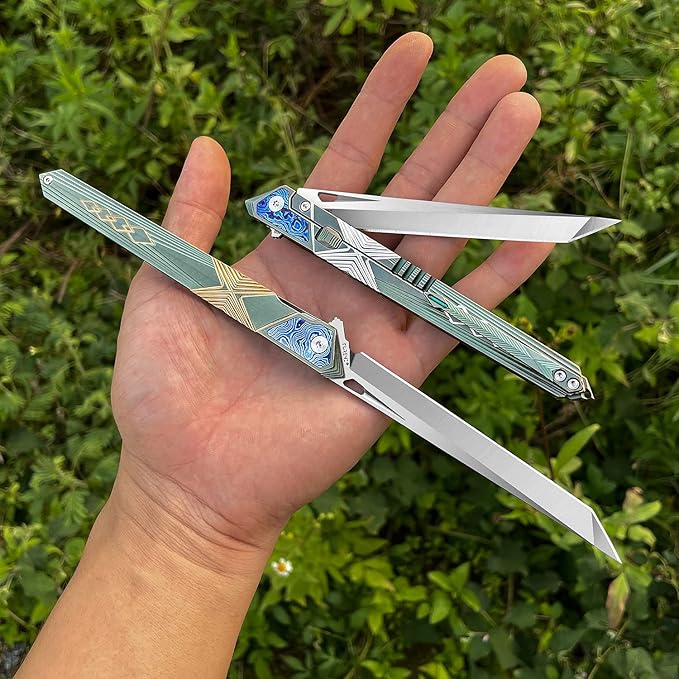 folding knife belt clip M390 steel blade outdoor camping knife portable pocket knife titanium handle lightweight EDC men's pocket knife belt sheath