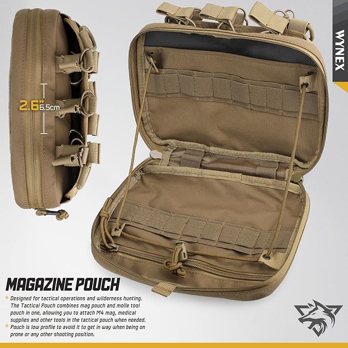 WYNEX Tactical Chest Rig Pack for Men Running Chest Bag with Front Loop Airsoft Tactical Mag Pouch Molle Admin Pouch of Laser Cut