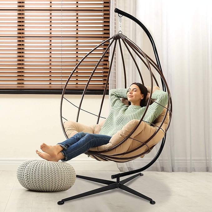 ZENY Hanging Chair Stand Hanging Hammock Stands Heavy Duty Steel C Stand Frame for Hanging Hammock Swing Chair Indoor Outdoor Stand Only