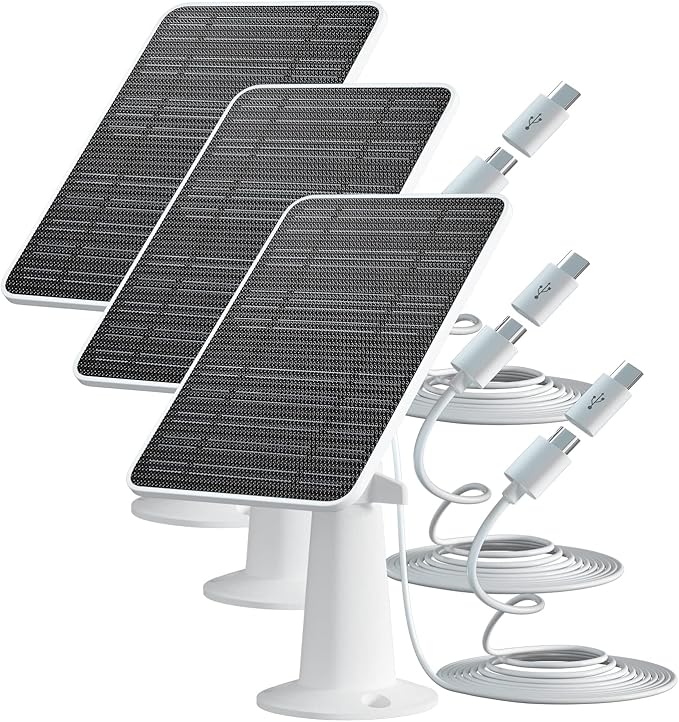 Solar Panel Charger Compatible with Eufycam 3/3C/2C/2C Pro/E40/E20/2/2 Pro/E/L20/L40/Solo/SoloCam Spotlight 5W Solar Panel for Eufy Camera Micro USB &amp USB-C Port 9.8ft Cable P65 Waterproof 3