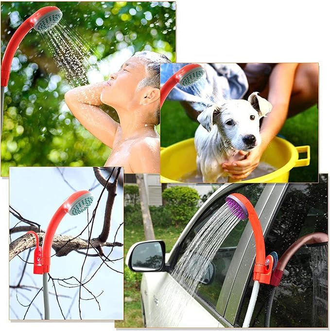 62W 12V Portable Outdoor Shower Head Water Pump Camping Hiking