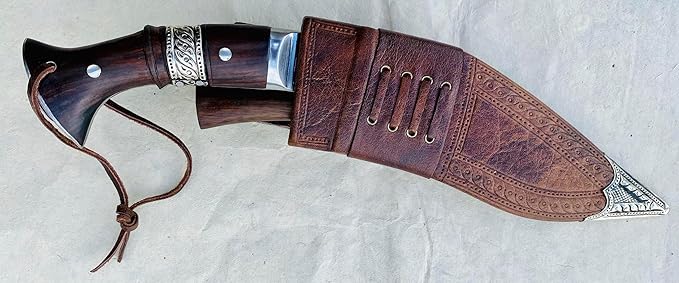 Kukri - 8 Blade 3 Fuller Farmer Khukuri - Hand Forged Factory Outlet in Nepal - Ready to Use Outdoor Camping Tool - Full Tang High Carbon Steel Blade Knife with Rosewood Handle