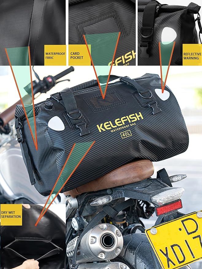 Waterproof Duffel Bag 20L 40L 66L Motorcycle Travel Dry Bag with Quick-fixed Straps for Motorcycling Kayaking Rafting Boating Camping