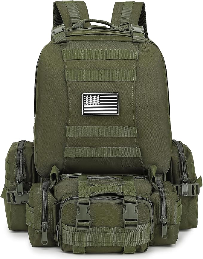 Tactical Backpack for Men Women Large Waterproof Military Backpack Detachable Molle Backpack Army Assault Pack (Green)