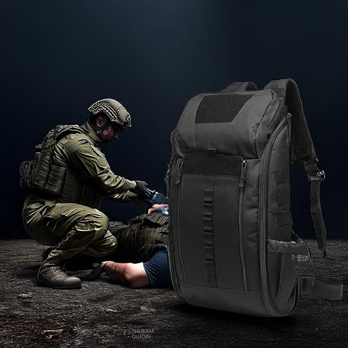 40L Waterproof Tactical Medical Backpack First Aid Bag for Hiking Trekking Hunting Fishing Camping Outdoor Sports (Black)