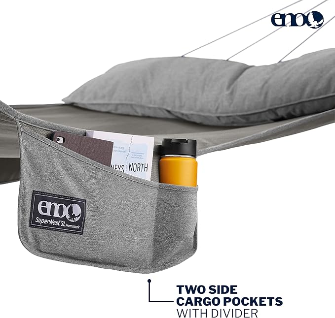 ENO SuperNest SL Hammock - 1 to 2 Person Backyard Hammock - Outdoor Patio Furniture for Backyard Lawn or Balcony - Pebble Grey