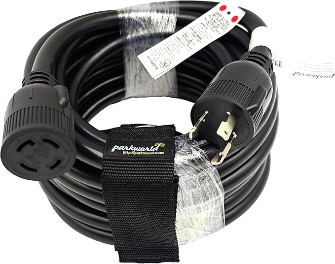Parkworld NEMA L5-30P Male to L14-30R Generator to Transfer Switch Adapter for Home Back Power Transfer Switch or House Panel (36FT)