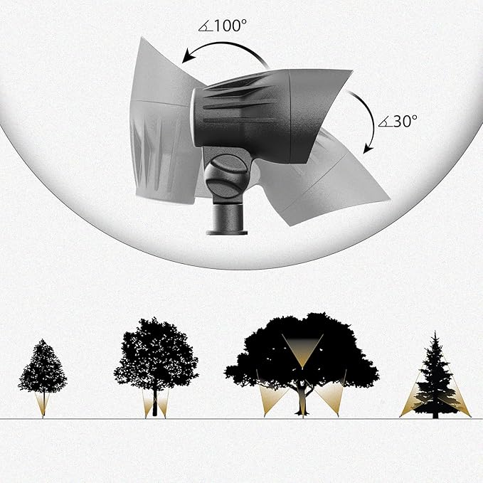 GOODSMANN Low Voltage Landscape Spotlights 5W LED Outdoor Floodlights 2700K Warm White Replaceable LED Outside Hardwired Lighting with Metal Stake Cable Connector Replaceable