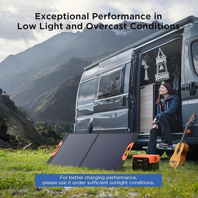 ZOUPW 110 Watt Portable Solar Panel for Jackery Explorer 300/500/Ecoflow/Anker Solix/Bluetti Foldable Monocrystalline Solar Charger IP67 Waterproof Offgrid Power for Camping RV Battery Backup