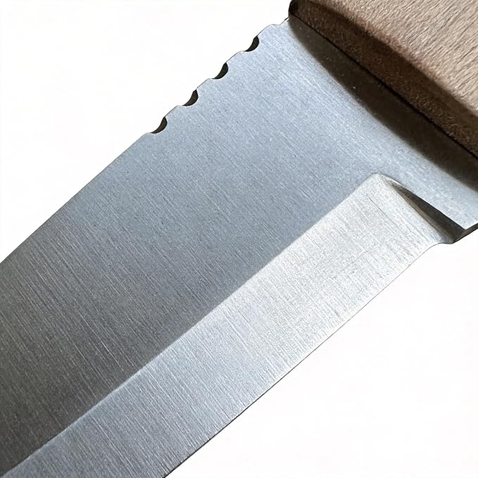 3.74 inches Bowie Knife Full-tang D2 Steel Fixed Blade Walnut Handle Hunting Knife with Leather for Camping Hiking Survival