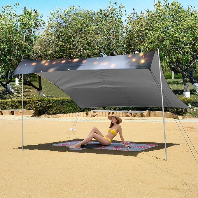 ALAZA Cute Christmas Snowman Beach Tent Sun Shelter Portable Canopy Sunshade for Outdoor Camping Picnics Backyard Fun 10x9 ft
