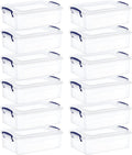 Superio Clear Storage Boxes with Lids Plastic Container Bins for Organizing Stackable Crates BPA Free Non Toxic Odor Free Organizers for Home Office School and Dorm (22 Quart 12 Pack)