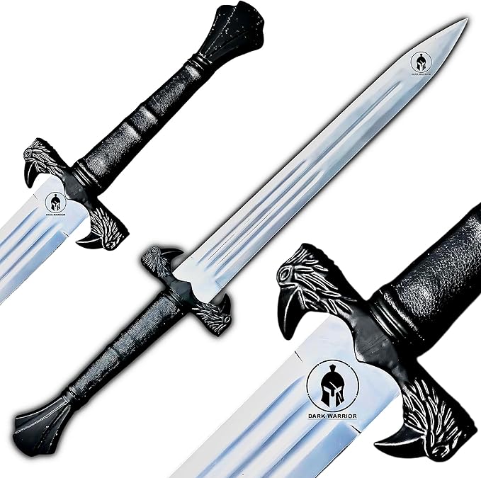 [DARK-WARRIOR] Handmade Viking Raven Sword 30 - Inch Viking Sword Real Short Sword with Sheath Replica Props mens gifts Cosplay [Hugin and Munin: Odin's Ravens Style Guard]